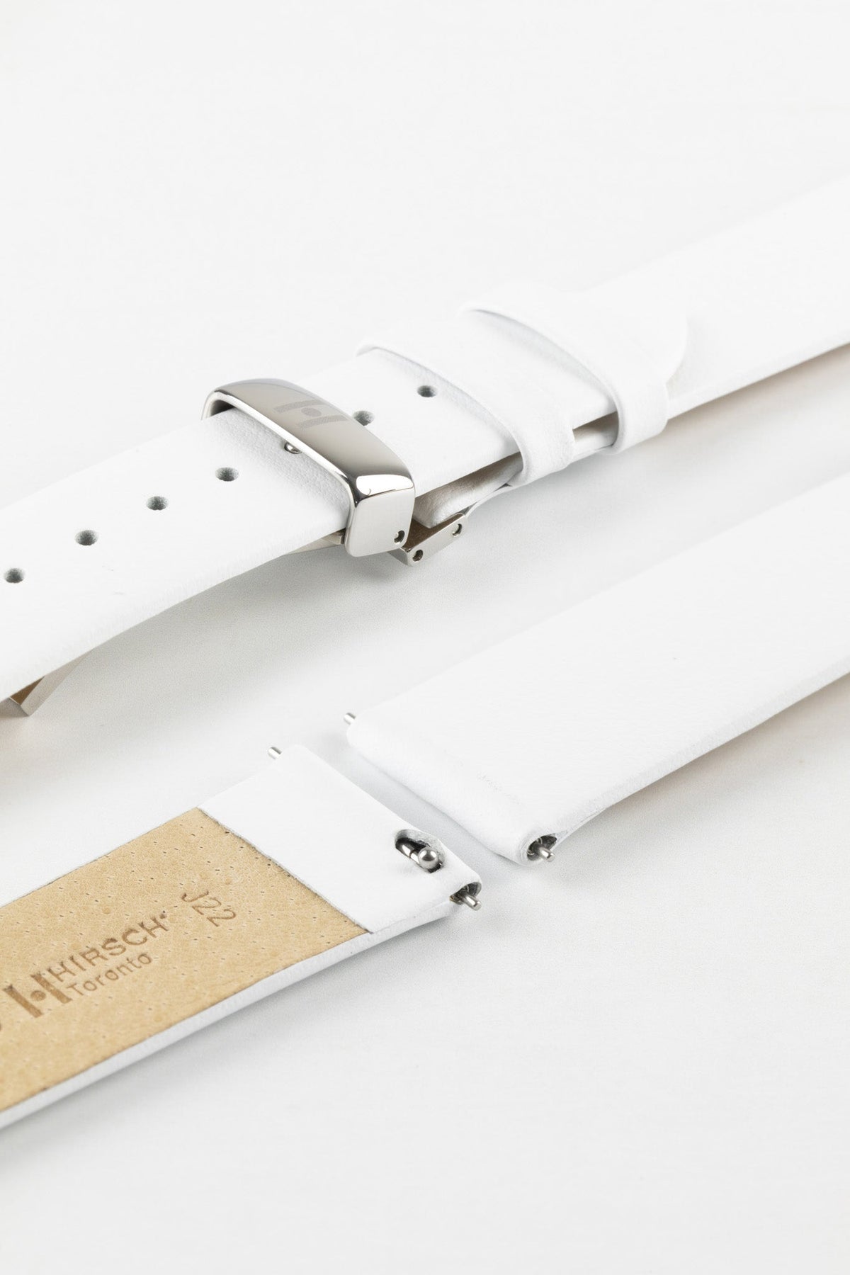 Hirsch TORONTO Quick-Release Fine-Grained Leather Watch Strap in WHITE