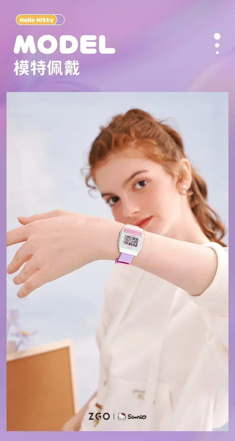 Original Sanrio Joint Zgo Kuromi Cinnamoroll Anime Cute Watches Waterproof Luminous Kawaii Sports Quartz Watch Chrismas Gifts