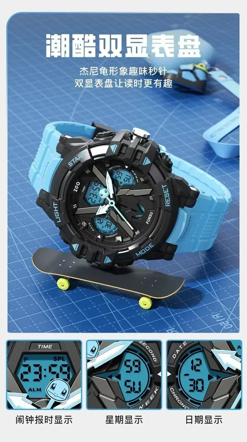 ZGO Co-branded Anime Series Watch Men's Sports Waterproof Student Trend Pikachu Quartz Electronic Watch Gifts