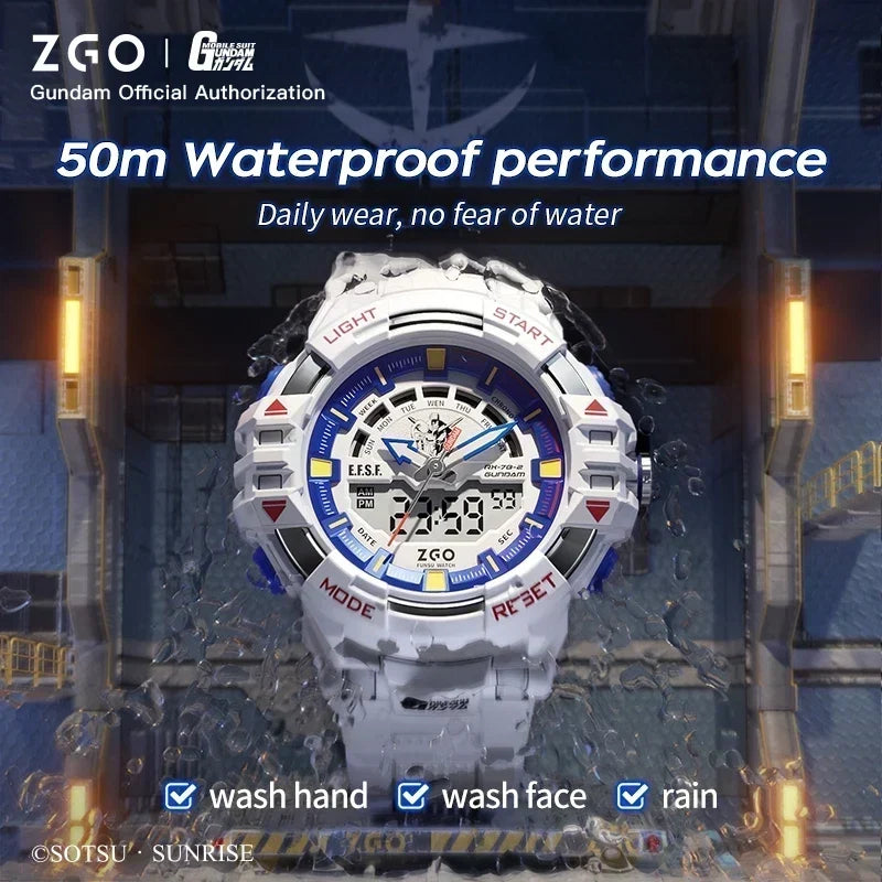 ZGO X Gundam Kids Watch Mechanical Waterproof Sports Electronic Digital Watches For Middle School Student Teenage Boys