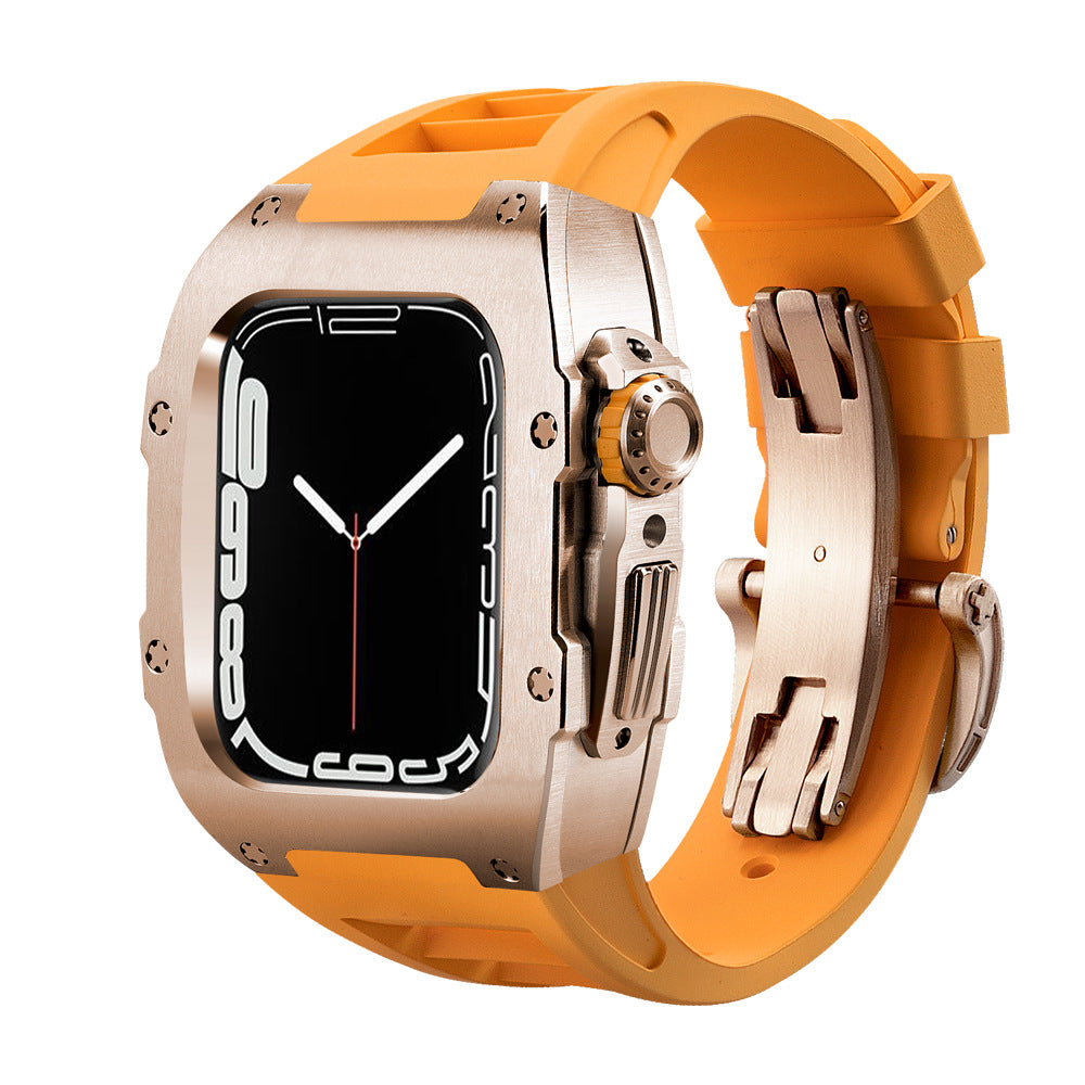 RM Series Fluororubber Band Stainless Steel Case Retrofit Kit For Apple Watch