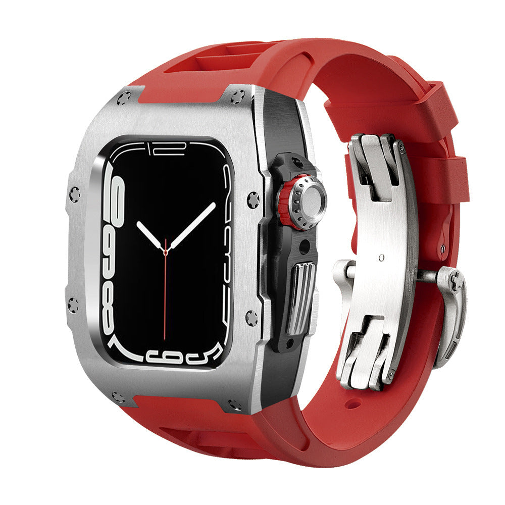 RM Series Fluororubber Band Stainless Steel Case Retrofit Kit For Apple Watch