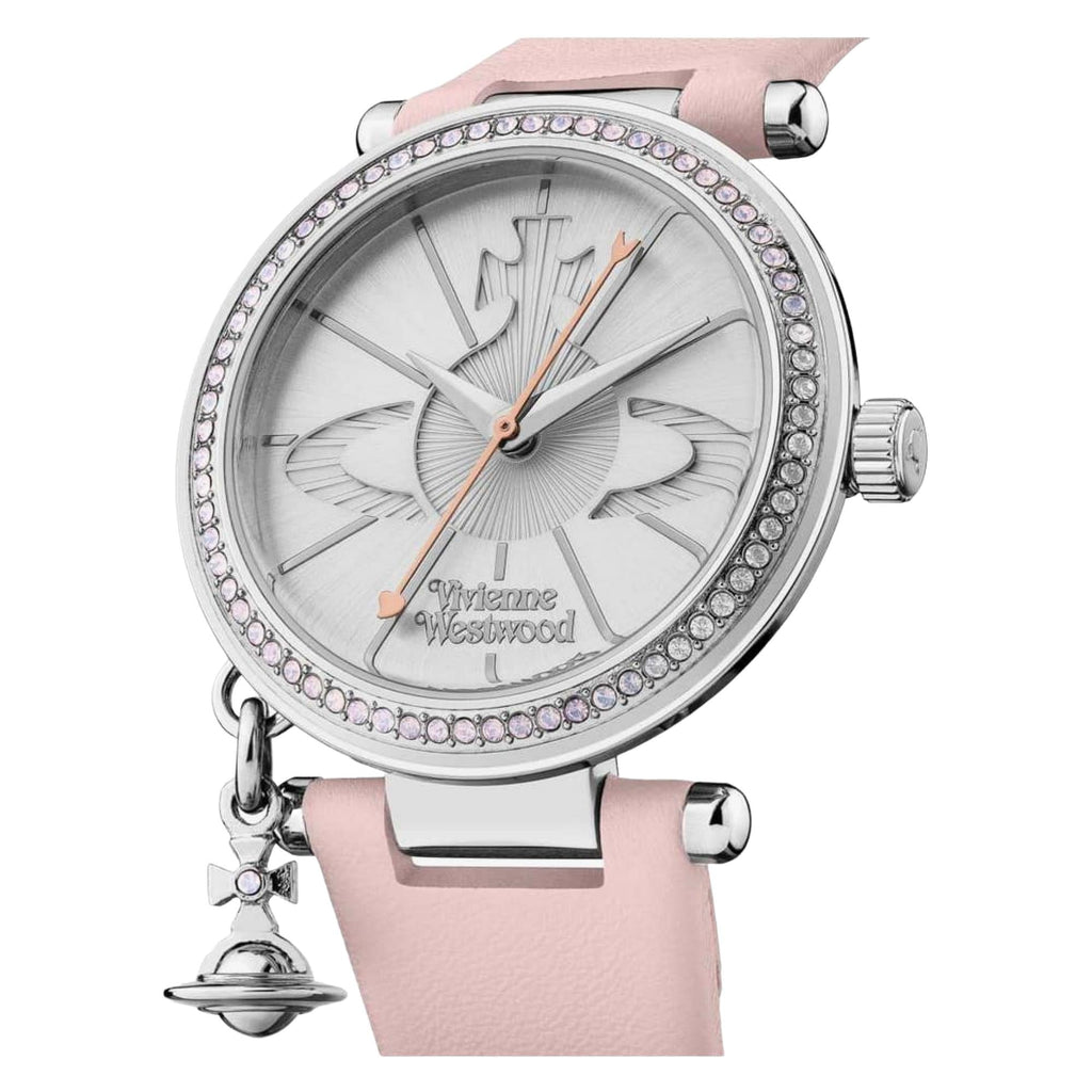 Vivienne Westwood Orb Pastelle 32mm Silver Dial Leather Ladies Quartz Watch VV006SLPK