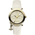 Vivienne Westwood Orb II 32mm Beige Dial Leather Ladies Quartz Watch VV006WHWH