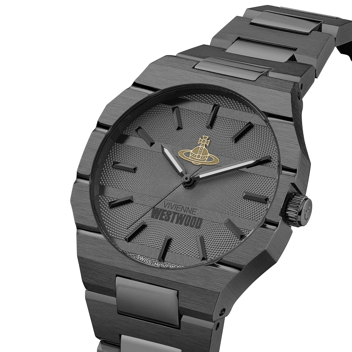 Vivienne Westwood The Bank 37mm Black Dial Steel Quartz Watch VV294GYGN